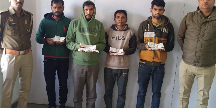 भैंस चोर गैंग के चार चोरो को पुलिस ने किया गिरफ्तार, दो गाड़ी, तमंचा, कारतूस सहित नगदी बरामद