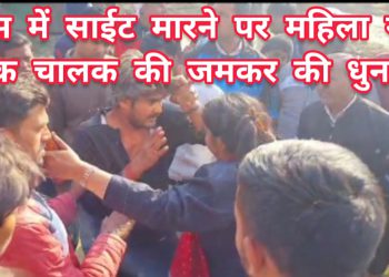 बस को साइड मारने के विवाद में महिला ने ट्रक चालक की जमकर हुई धुनाई, वीडियो वायरल