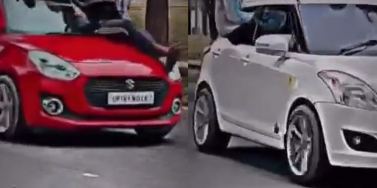 गाड़ी के बोनट पर बैठकर स्टंट करने की वीडियो वायरल होने के बाद पुलिस ने 2 कारों को किया सीज, अन्य की जांच जारी।
