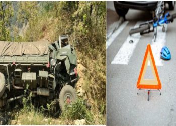 बेमर में आर्मी का ट्रक हुआ दुर्घटनाग्रस्त, एक व्यक्ति की मौत, दूसरा घायल