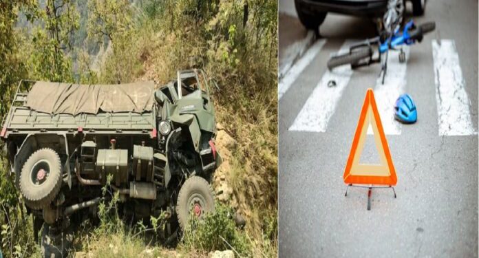 बेमर में आर्मी का ट्रक हुआ दुर्घटनाग्रस्त, एक व्यक्ति की मौत, दूसरा घायल