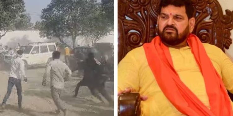 बृजभूषण शरण सिंह के काफिले पर पथराव, बवाल के दौरान बाल-बाल बचे बीजेपी सांसद