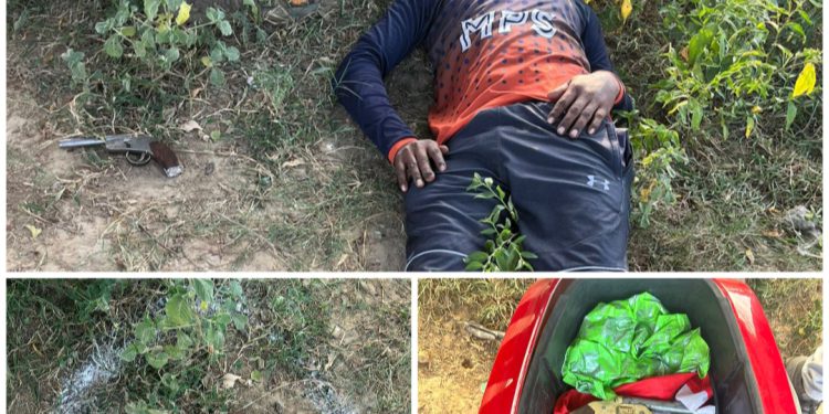अवैध हथियारों के सप्लायर से पुलिस की हुई मुठभेड़, बदमाश के पैर में लगी गोली, भारी मात्रा में अवैध हथियार बरामद