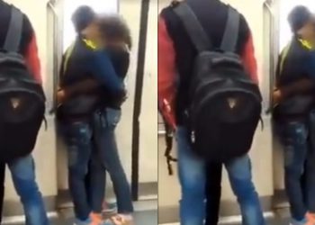 कपल ने चलती मेट्रो में सबके सामने किया किस, हैरानी से देखने लगे लोग; VIDEO वायरल