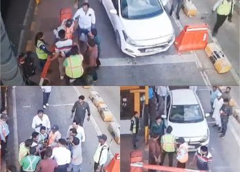दबंगो ने लुहारली टोल प्लाजा से जबरन निकली गाड़ी, विरोध करने पर सुरक्षाकर्मी के साथ गलीगलौच करते हुए निकली कार