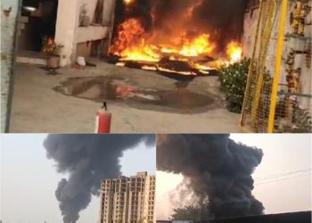 कैमिकल फैक्ट्री मे लगी भीषण आग, घंटे की मशक्कत के बाद दमकल विभाग ने आग पर पाया काबू