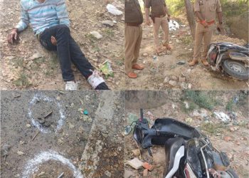 चेन स्नेचिंग करने वाले बदमाशों से पुलिस की हुई मुठभेड़, गोली लगने से एक बदमाश घायल दूसरा फरार।