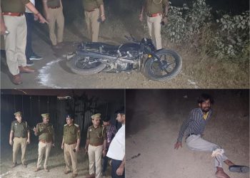 बाइक सवार लुटेरा पुलिस मुठभेड़ में गोली लगने से हुआ घायल