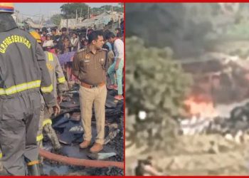 नोएडा में आग लगने से सात बकरियां जिंदा जलीं, छह झुग्गियां भी जलकर हुईं राख; दमकल की टीम ने पाया काबू
