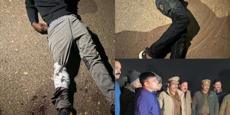 गाड़ियों के शीशा तोड़ कर लैपटॉप व सामान चोरी करने वाले दो बदमाश पुलिस मुठभेड़ में घायल