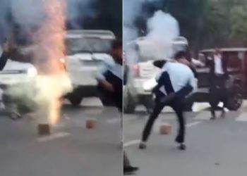 स्कूल में फेयरवेल पार्टी के बाद छात्रों का उत्पात, बीच रोड पर खड़ी की कारें, हूटर बजाने के साथ फोड़े पटाखे