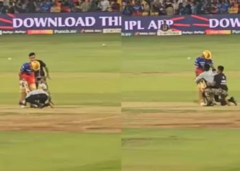 Kohli की दीवानगी तो देखिए! सिक्योरिटी को चकमा देकर विराट से मिलने पहुंचा फैन, बीच मैदान में छुए पैर, लगाया गले; VIDEO वायरल