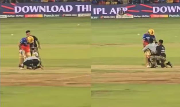 Kohli की दीवानगी तो देखिए! सिक्योरिटी को चकमा देकर विराट से मिलने पहुंचा फैन, बीच मैदान में छुए पैर, लगाया गले; VIDEO वायरल