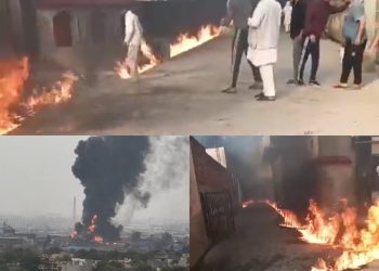 फोम फैक्ट्री सहित गांव की नालियों में लगी आग, घंटो की मशक्कत के बाद फायर विभाग ने पाया काबू