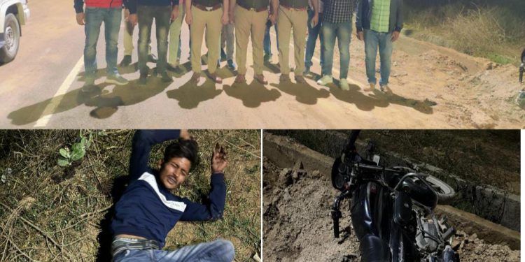 बाइक सवार लुटेरे बदमाश से पुलिस की हुई मुठभेड़, चोरी की गई सोने की चेन, मोटरसाइकिल सहित अवैध तमंचा बरामद