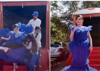 100 किलो का गाउन पहने टेम्पो से उतरीं उर्फी जावेद, अतरंगी फैशन देख ठनका लोगों का माथा, वीडियो वायरल