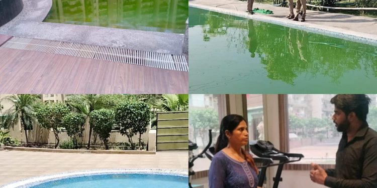सोसाइटी में चल रही है स्विमिंग पूल व जिम का प्रशासन की टीम ने किया निरीक्षण, लगाया जुर्माना
