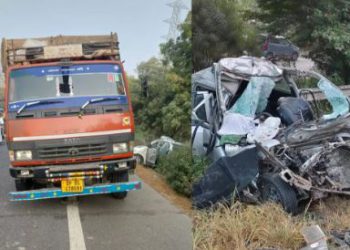 ग्रेटर नोएडा एक्सप्रेसवे पर भीषण हादसा, 5 लोगों की मौके पर मौत, खड़े कैंटर में घुसी कार