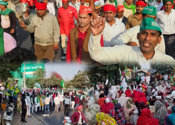 संयुक्त मौर्चा के किसानों का महापड़ाव पहुचा यमुना प्राधिकरण, किसानों व पुलिस के बीच हुई नोक-झोंक