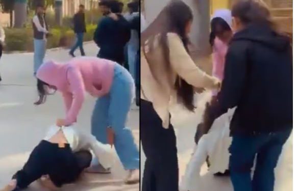 ग्रेटर नोएडा के कॉलेज में लड़कियों के बीच जमकर मारपीट, बाल पकड़ ताबड़तोड़ जड़े थप्पड़