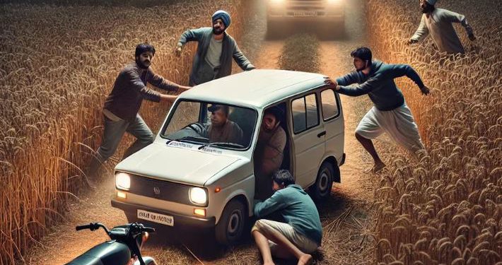 गूगल मैप ने कार सवार को खेत में पहुंचाया, फंसी गाड़ी निकालने बाइक से आए युवक कार लेकर भागे