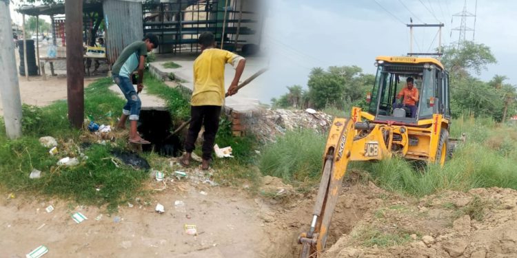 मंडी श्यामनगर के निवासियों को जलभराव से मिली राहत, नाले का निर्माण कार्य हुआ सुरु