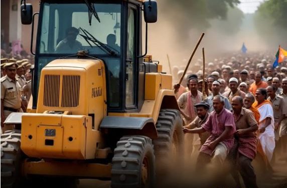 ध्वस्तीकरण का विरोध कर रहे किसानों पर भांजी लाठी, दो आरक्षी निलंबित, छह पर केस दर्ज