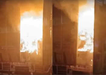 हाथरस में ‘आग का गोला’ बना कंटेनर, 8 KM तक सड़क पर दौड़ती रहीं लाखों की जलती साड़ियां!