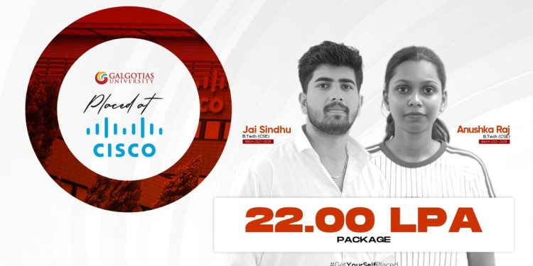 गलगोटिया यूनिवर्सिटी के छात्रों ने सिस्को में 22 लाख रुपये वार्षिक का ड्रीम पैकेज हासिल किया