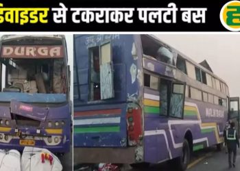 आगरा-लखनऊ एक्सप्रेसवे पर दिल्ली से गोंडा जा रही बस डिवाइडर से टकराई, 40 यात्री जख्मी