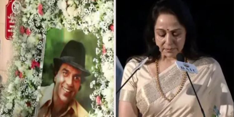 हेमा मालिनी की आंखें आंसुओं में डूबीं, धर्मेंद्र की प्रार्थना सभा में सुबककर रोईं, बेटियों ईशा-अहाना ने संभाला